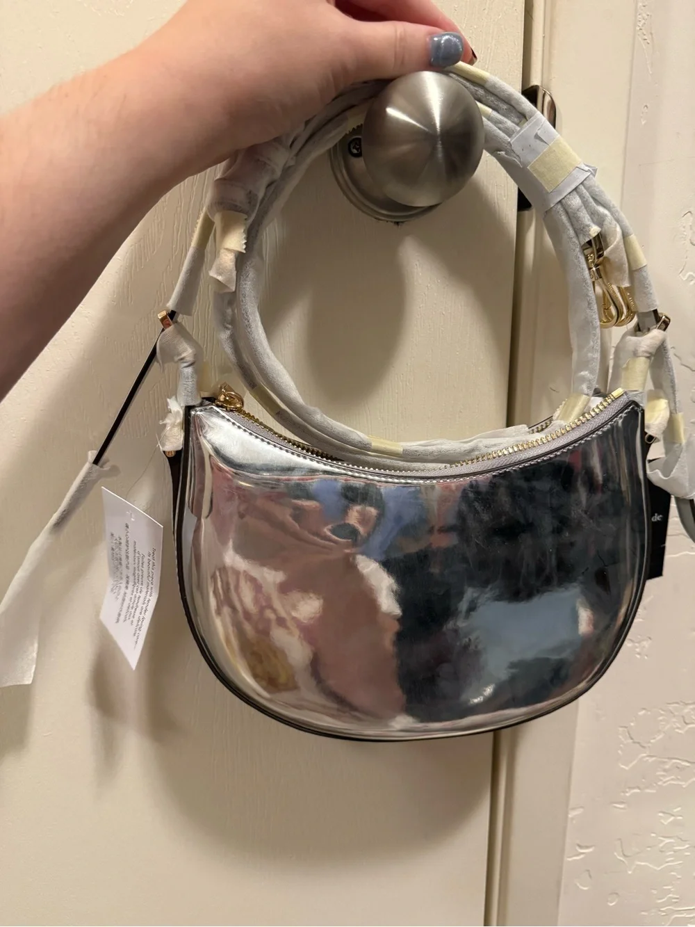 kate spade Iridescent Metallic Shoulder Bag in Silver
